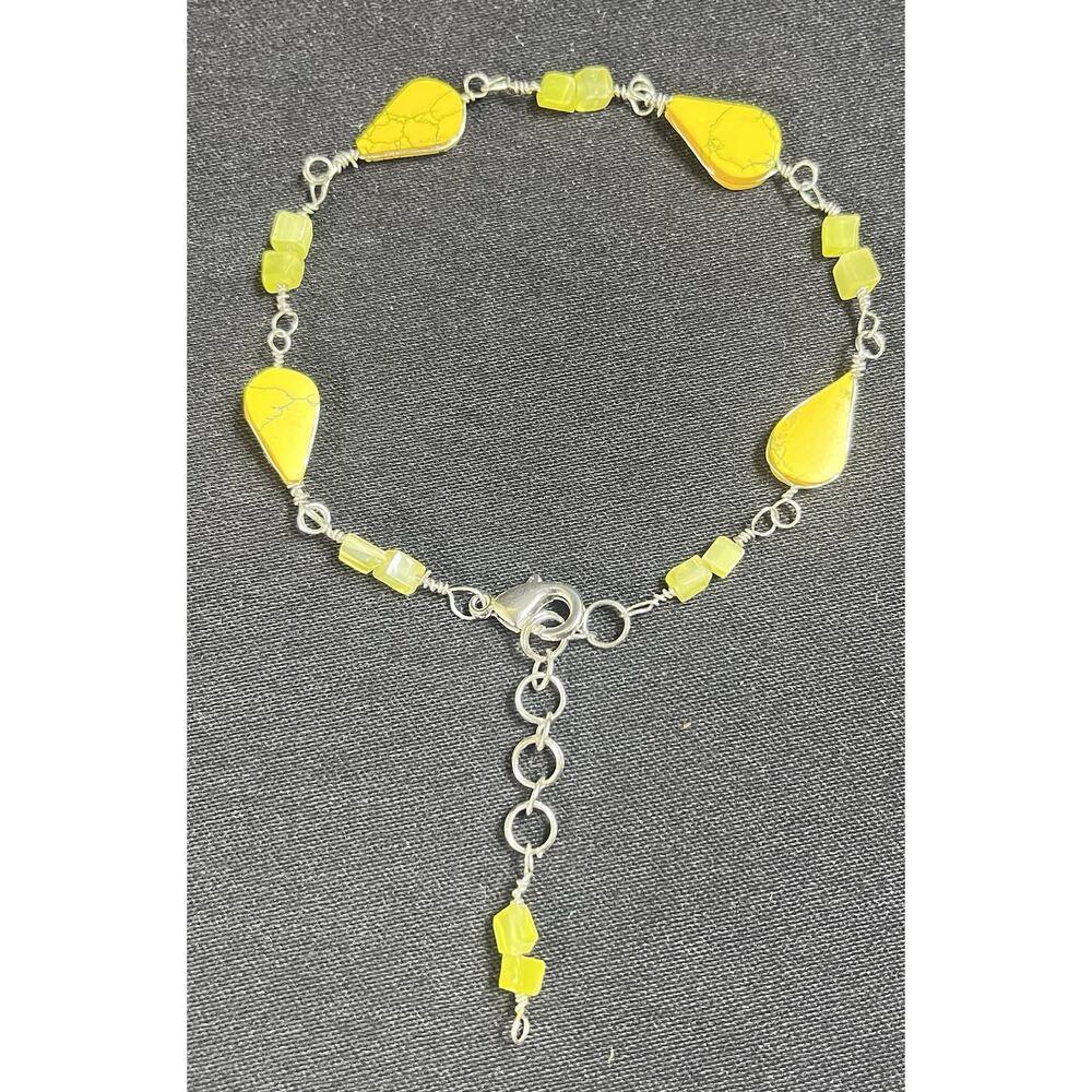 Handmade Yellow Soap Stone Anklet 10” and 2” Extension New